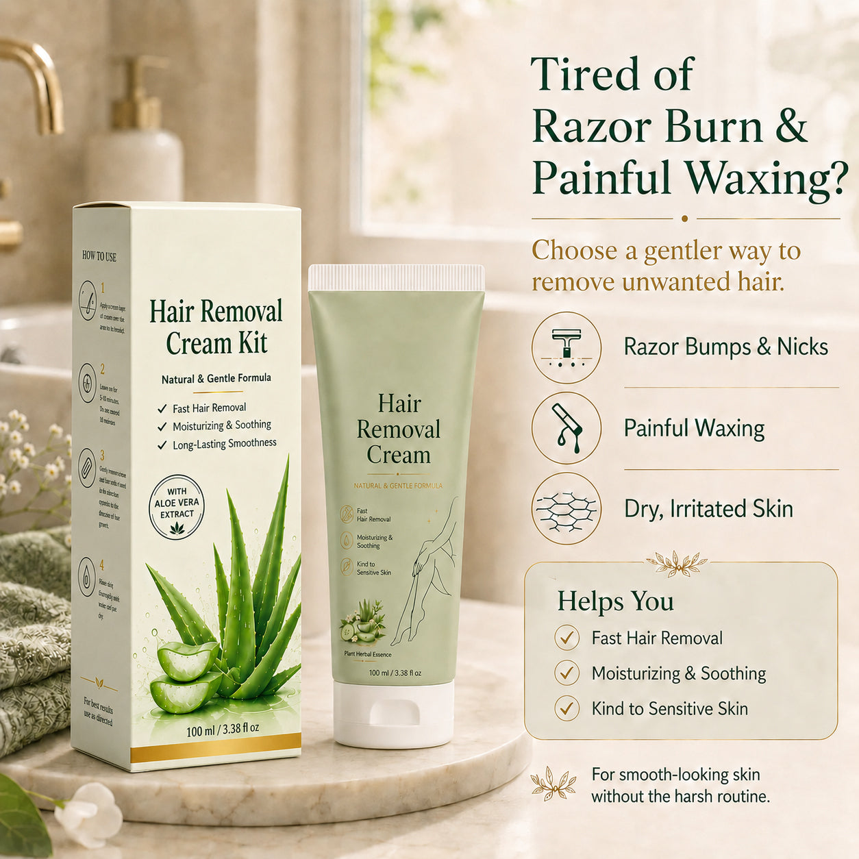 Puredermmed™ Natural Gentle Hair Removal Cream | For Women & Men, Sensitive Skin