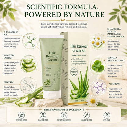 Puredermmed™ Natural Gentle Hair Removal Cream | For Women & Men, Sensitive Skin