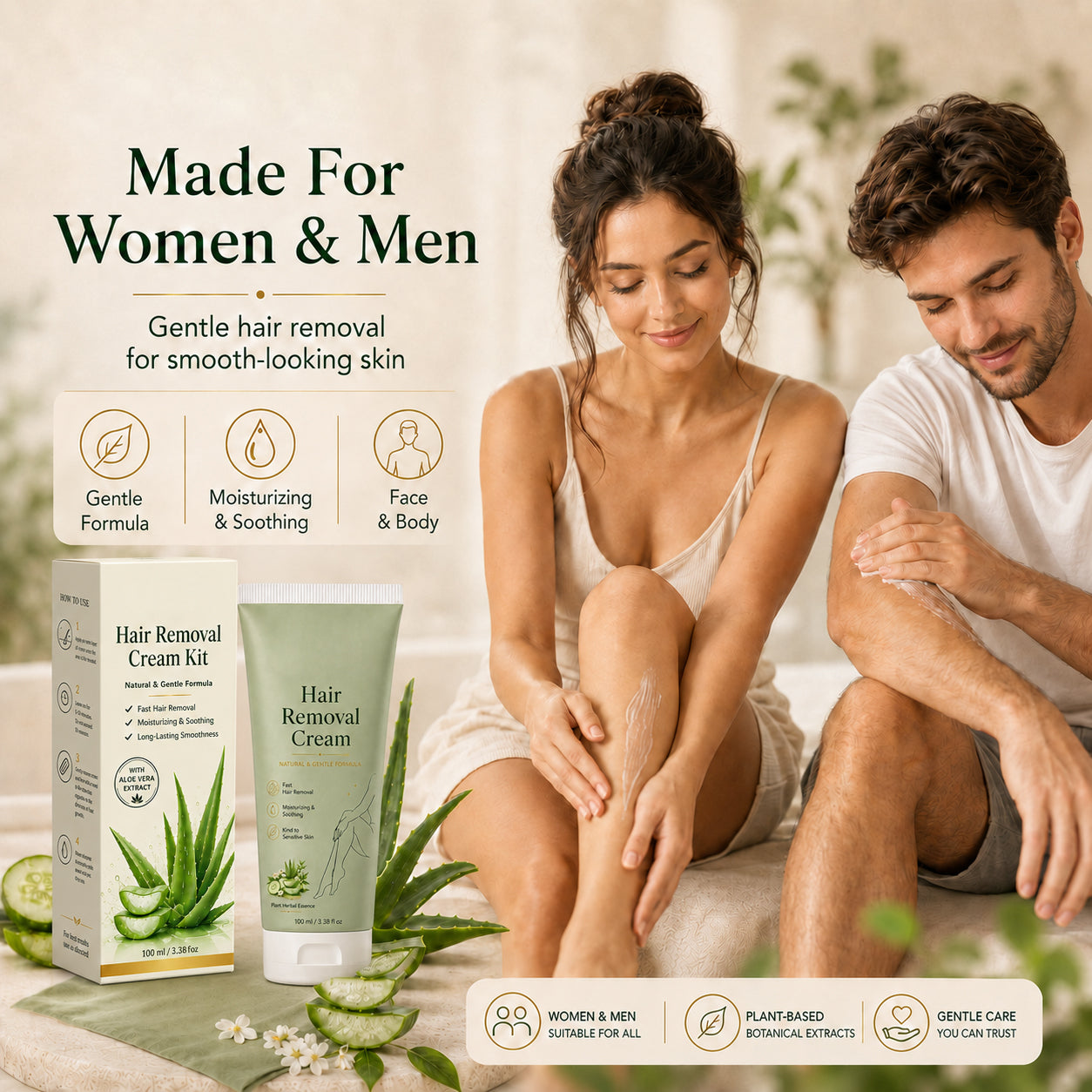 Puredermmed™ Natural Gentle Hair Removal Cream | For Women & Men, Sensitive Skin